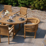 Teak Set 2m Sunshine Oval Table with 4 Oxford Stacking Chairs & 2 San Francisco Chairs