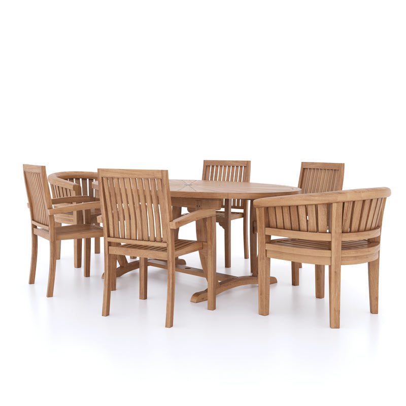 Teak Set 2m Sunshine Oval Table with 4 Henley Stacking Chairs & 2 San Francisco Chairs