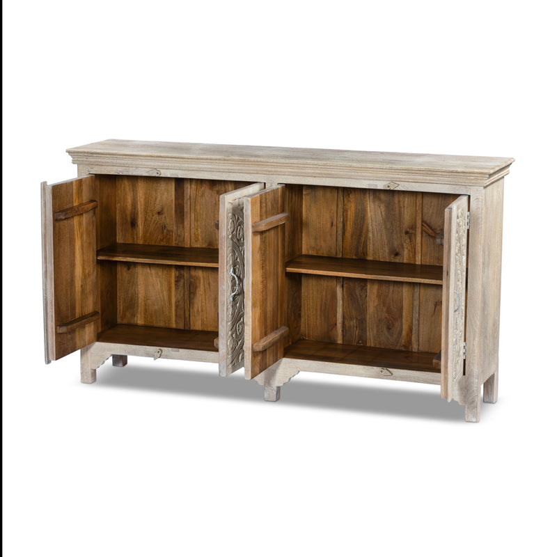 Handcrafted Solid Mango Wood Sideboard, Chic Finish 180cm + 150cm.