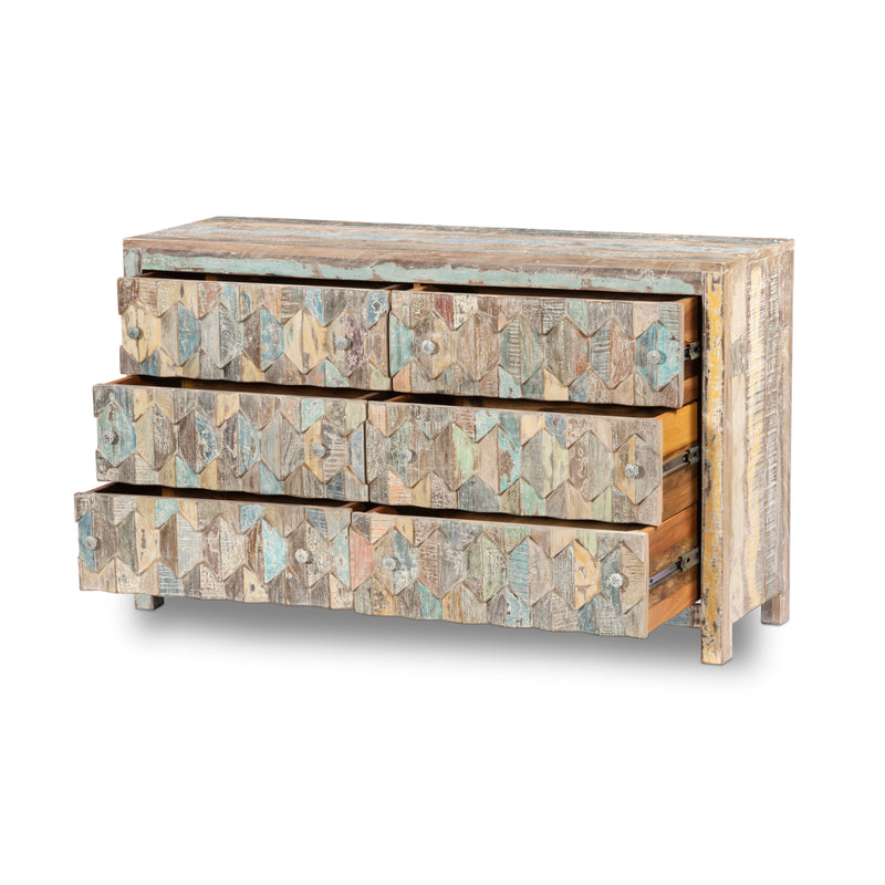 Luxus Reclaimed Teak Chest, Mountain Pattern