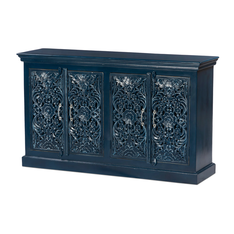 Handcrafted Solid Wood Sideboard, Indigo Blue Finish 150cm + 180cm