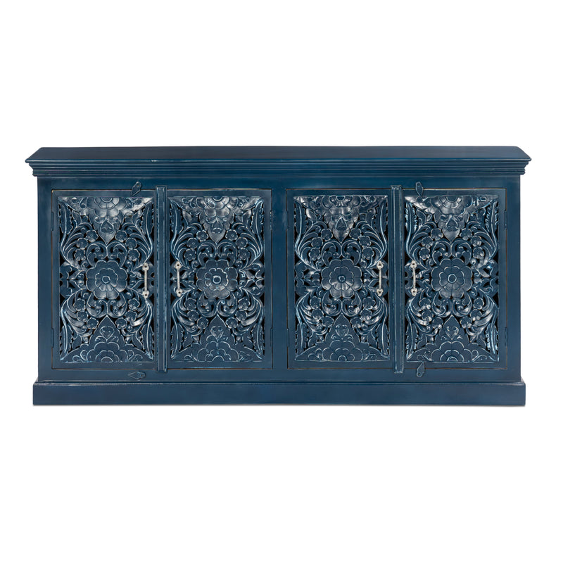 Handcrafted Solid Wood Sideboard, Indigo Blue Finish 150cm + 180cm