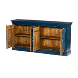 Handcrafted Solid Wood Sideboard, Indigo Blue Finish 150cm + 180cm