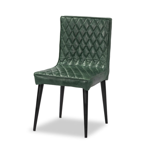 2 x Luxus Real Leather Chairs, Green Distressed.