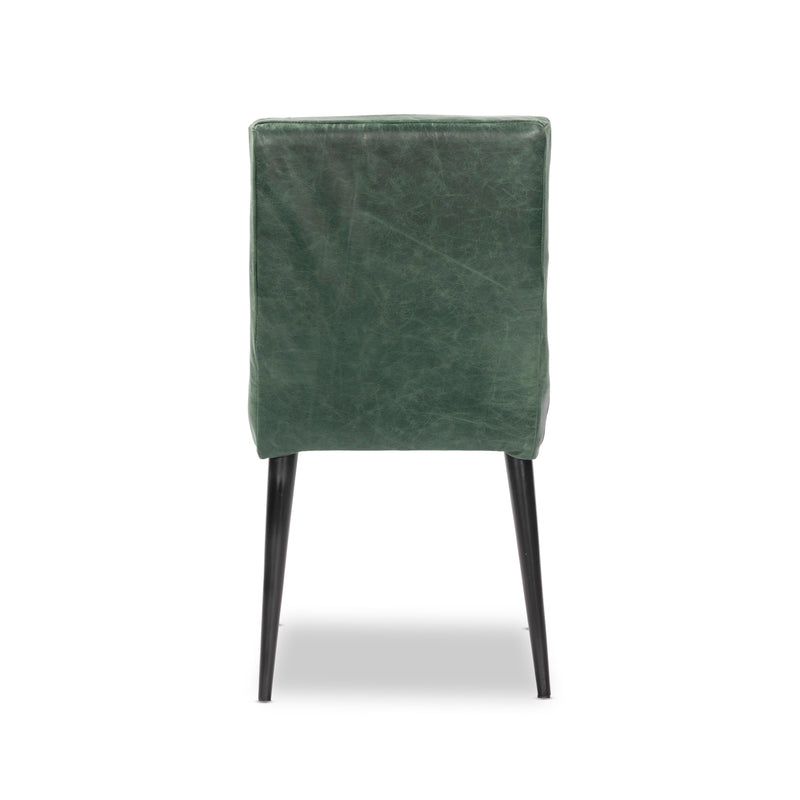 2 x Luxus Real Leather Chairs, Green Distressed.