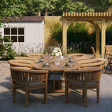 CLEARANCE Teak Garden Furniture Set Oval 2-3m Extending Table 4cm Top (8 San Francisco Chairs) Cushions included.