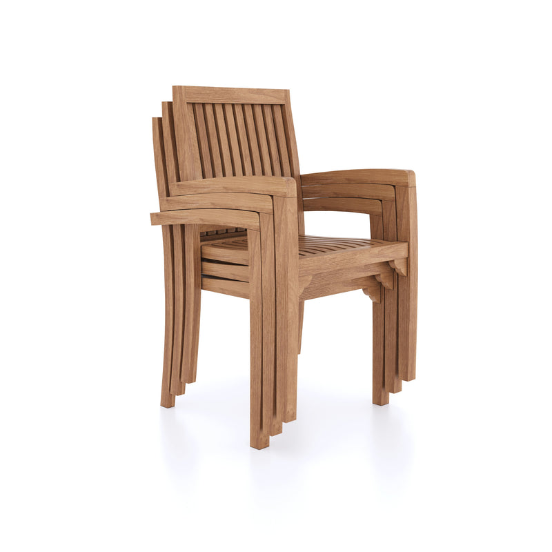 CLEARANCE Teak Garden Furniture Rectangle 180-240cm Extending Table 4cm Top (8 Henley Stacking Chairs) Cushions included.