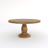 150cm Round Solid Wood Table with Ornate Base and 4 Curved Ash Chairs