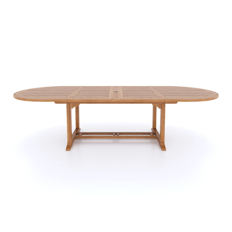 Giant Teak Oval Set 200cm-300cm Extending Table with 12 Henley Stacking Chairs