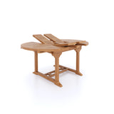 Teak Round To Oval 120-170cm Extending Table 4cm Top (6 folding Hampton Chairs) cushions included.