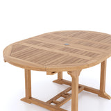 Teak Round To Oval 120-170cm Extending Table 4cm Top (6 folding Hampton Chairs) cushions included.