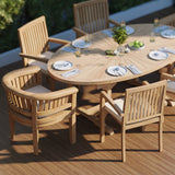 Teak Set 2m Sunshine Oval Table with 4 Henley Stacking Chairs & 2 San Francisco Chairs