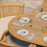 Teak Oval 2-3m Extending Table 4cm Top (8 Oxford Stacking Chairs 2 San Francisco Benches) Free Cushions.