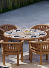 Luxor 150cm Round Table Table, 4cm Top (6 San Francisco Chairs) Cushions included.