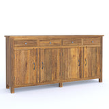 Handcrafted Natural Sideboard, Floral Carving, Medium Brown 150cm + 180cm